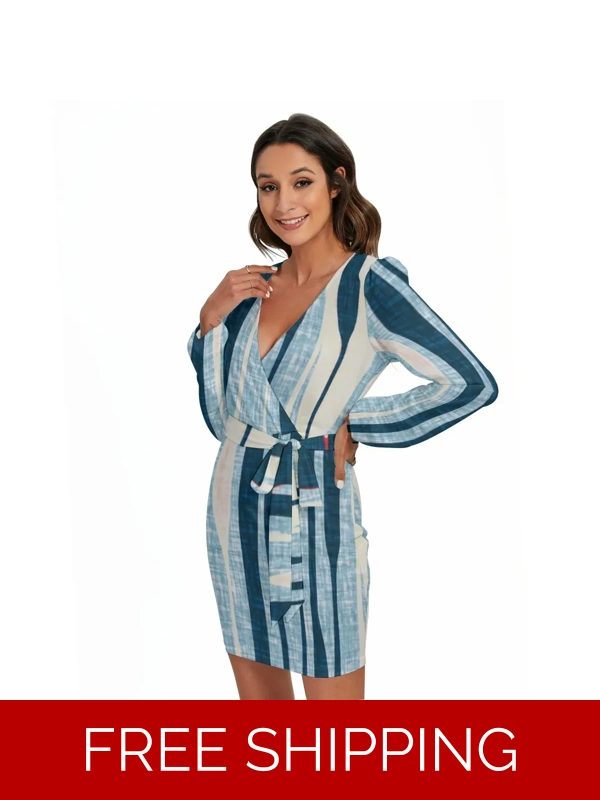 Motiff Long Sleeve Dress with Waist Belt